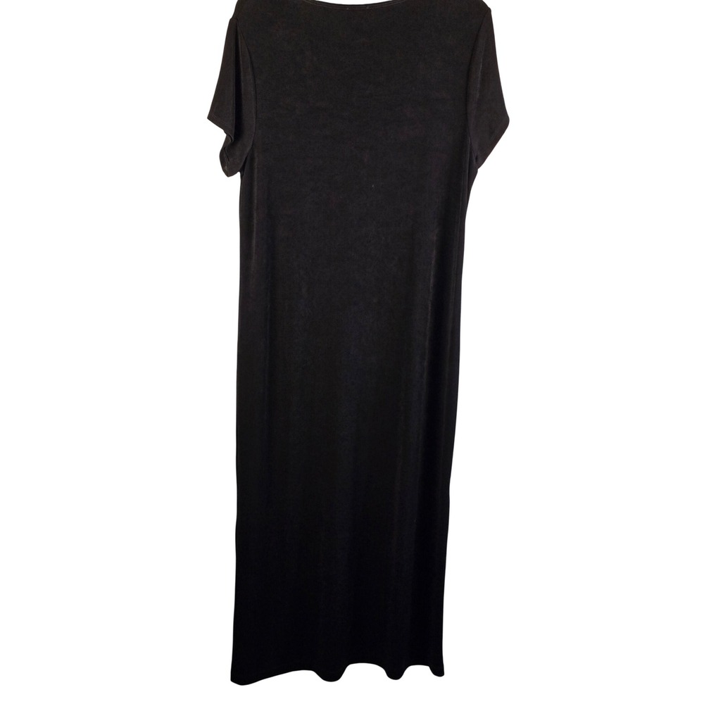 Chicos Travelers Black Maxi Dress V-Neck Short Sleeve Acetate Blend Size 2 L - Picture 2 of 8